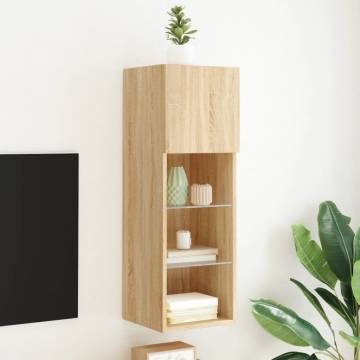 TV Cabinet with LED Lights Sonoma Oak 30.5x30x90 cm