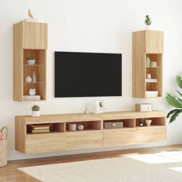 TV Cabinet with LED Lights Sonoma Oak 30.5x30x90 cm