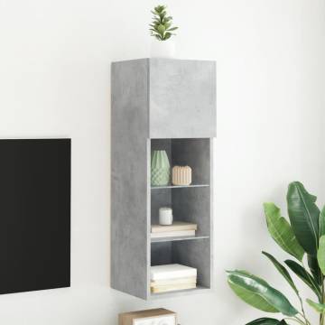 TV Cabinet with LED Lights Concrete Grey 30.5x30x90 cm