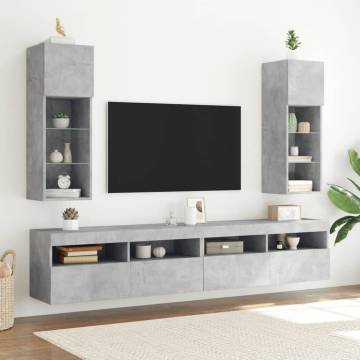 TV Cabinet with LED Lights Concrete Grey 30.5x30x90 cm