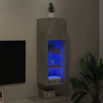 TV Cabinet with LED Lights Concrete Grey 30.5x30x90 cm