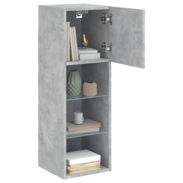 TV Cabinet with LED Lights Concrete Grey 30.5x30x90 cm