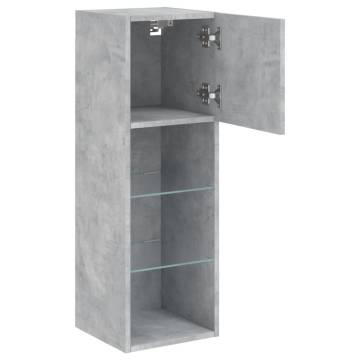 TV Cabinet with LED Lights Concrete Grey 30.5x30x90 cm