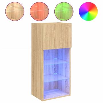 TV Cabinet with LED Lights Sonoma Oak 40.5x30x90 cm