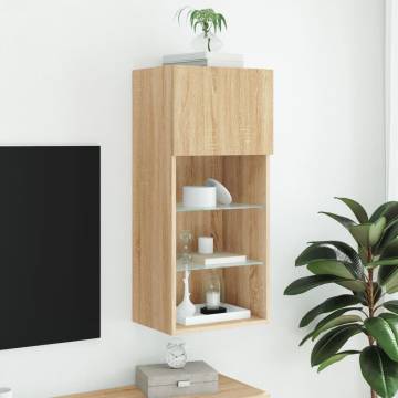 TV Cabinet with LED Lights Sonoma Oak 40.5x30x90 cm