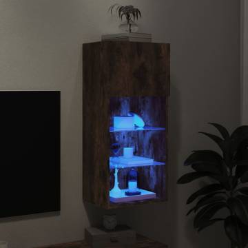 TV Cabinet with LED Lights Smoked Oak 40.5x30x90 cm