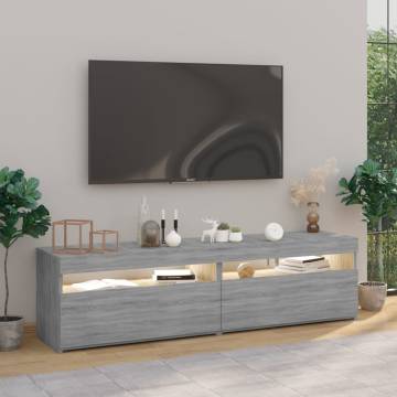 TV Cabinet with LED Lights 2 pcs Grey Sonoma 75x35x40 cm