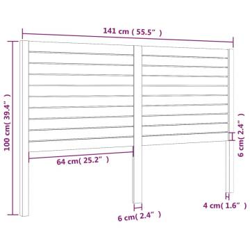 Bed Headboard White 141x4x100 cm Solid Wood Pine