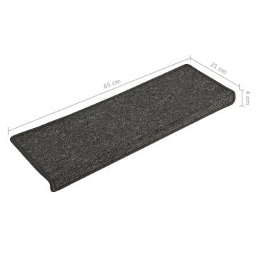 Carpet Stair Treads 15 pcs 65x21x4 cm Grey and Black