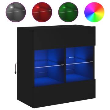 TV Wall Cabinet with LED Lights Black 58.5x30x60.5 cm