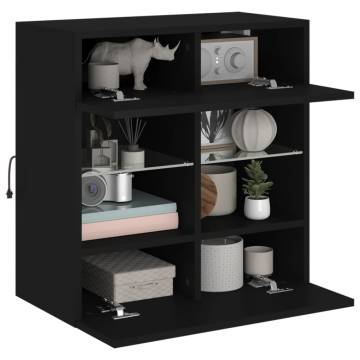 TV Wall Cabinet with LED Lights Black 58.5x30x60.5 cm