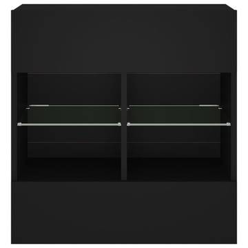 TV Wall Cabinet with LED Lights Black 58.5x30x60.5 cm