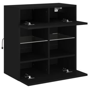 TV Wall Cabinet with LED Lights Black 58.5x30x60.5 cm