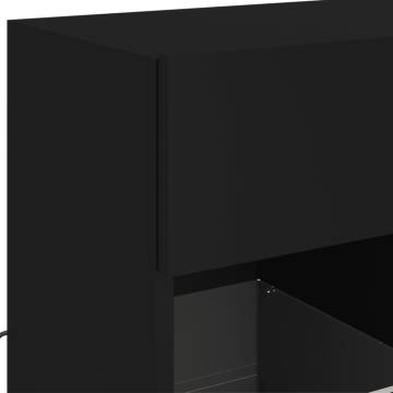 TV Wall Cabinet with LED Lights Black 58.5x30x60.5 cm