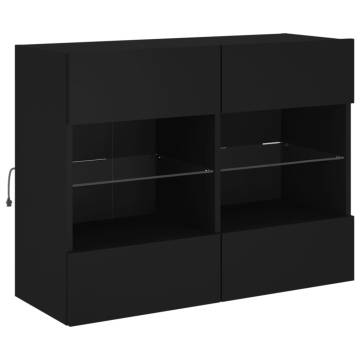 TV Wall Cabinet with LED Lights Black 78.5x30x60.5 cm