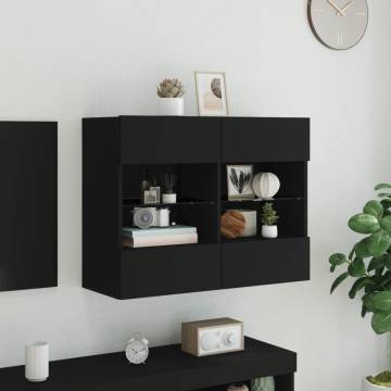 TV Wall Cabinet with LED Lights Black 78.5x30x60.5 cm