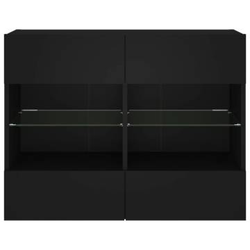 TV Wall Cabinet with LED Lights Black 78.5x30x60.5 cm