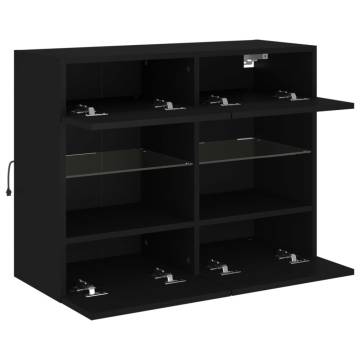 TV Wall Cabinet with LED Lights Black 78.5x30x60.5 cm