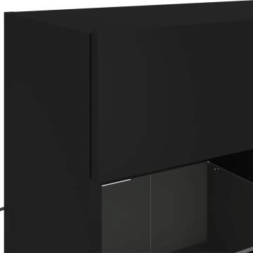 TV Wall Cabinet with LED Lights Black 78.5x30x60.5 cm