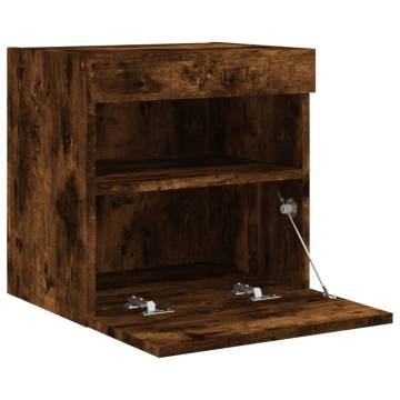 TV Wall Cabinet with LED Lights Smoked Oak 40x30x40 cm