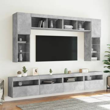 TV Wall Cabinet with LED Lights Concrete Grey 60x30x40 cm