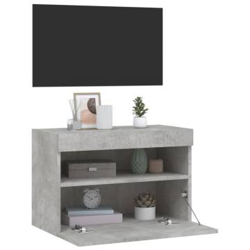 TV Wall Cabinet with LED Lights Concrete Grey 60x30x40 cm