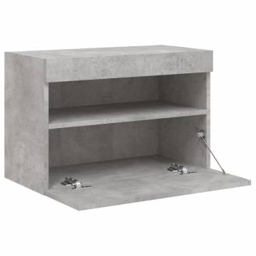 TV Wall Cabinet with LED Lights Concrete Grey 60x30x40 cm