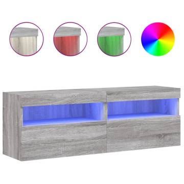 TV Wall Cabinets with LED Lights 2 pcs Grey Sonoma 60x30x40 cm