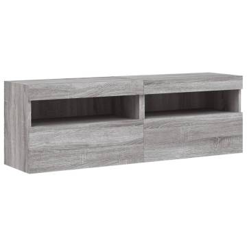 TV Wall Cabinets with LED Lights 2 pcs Grey Sonoma 60x30x40 cm