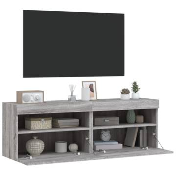 TV Wall Cabinets with LED Lights 2 pcs Grey Sonoma 60x30x40 cm