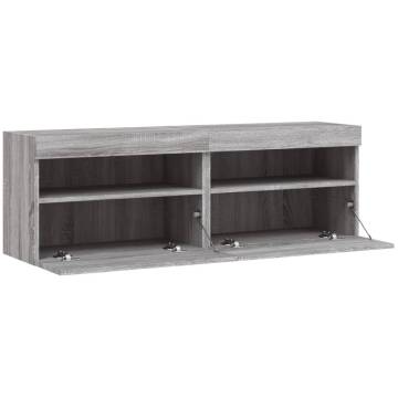 TV Wall Cabinets with LED Lights 2 pcs Grey Sonoma 60x30x40 cm