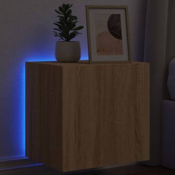 TV Wall Cabinet with LED Lights Sonoma Oak 40.5x35x40 cm