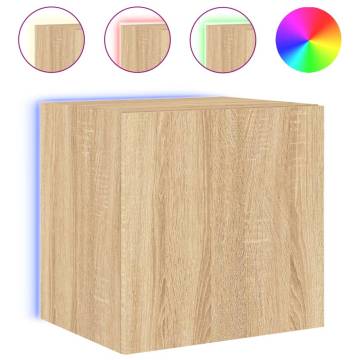 TV Wall Cabinet with LED Lights Sonoma Oak 40.5x35x40 cm