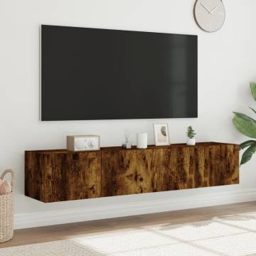 TV Wall Cabinets with LED Lights 2 pcs Smoked Oak 80x35x31 cm