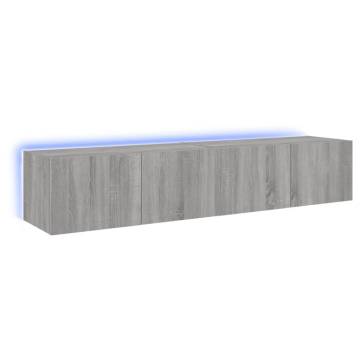 TV Wall Cabinets with LED Lights 2 pcs Grey Sonoma 80x35x31 cm