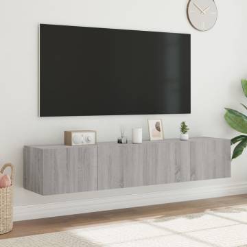 TV Wall Cabinets with LED Lights 2 pcs Grey Sonoma 80x35x31 cm