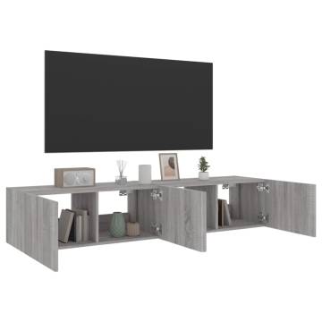 TV Wall Cabinets with LED Lights 2 pcs Grey Sonoma 80x35x31 cm