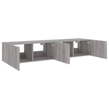 TV Wall Cabinets with LED Lights 2 pcs Grey Sonoma 80x35x31 cm