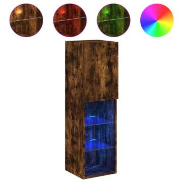 TV Cabinets with LED Lights 2 pcs Smoked Oak 30.5x30x102 cm