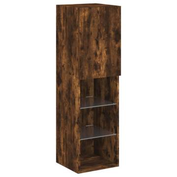 TV Cabinets with LED Lights 2 pcs Smoked Oak 30.5x30x102 cm