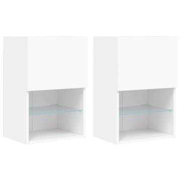 TV Cabinets with LED Lights 2 pcs White 40.5x30x60 cm