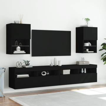 TV Cabinets with LED Lights 2 pcs Black 40.5x30x60 cm