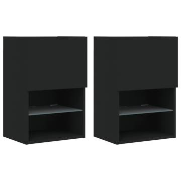 TV Cabinets with LED Lights 2 pcs Black 40.5x30x60 cm