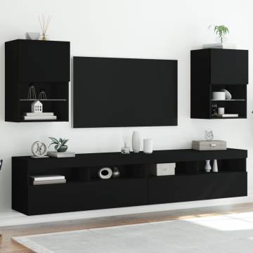 TV Cabinets with LED Lights 2 pcs Black 40.5x30x60 cm