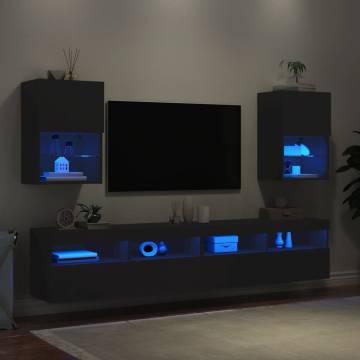 TV Cabinets with LED Lights 2 pcs Black 40.5x30x60 cm