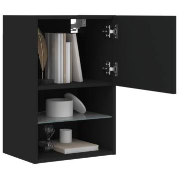 TV Cabinets with LED Lights 2 pcs Black 40.5x30x60 cm