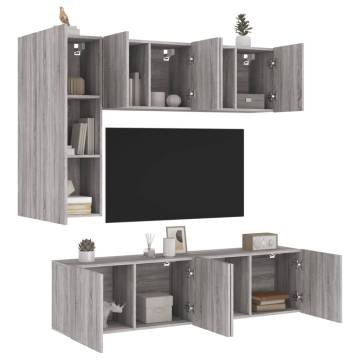 5 Piece TV Wall Units Grey Sonoma Engineered Wood