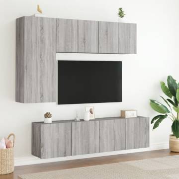 5 Piece TV Wall Units Grey Sonoma Engineered Wood