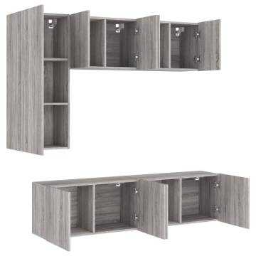 5 Piece TV Wall Units Grey Sonoma Engineered Wood