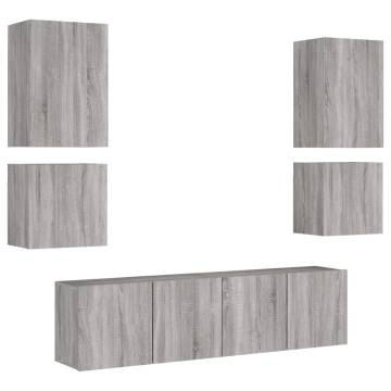 6 Piece TV Wall Units Grey Sonoma Engineered Wood